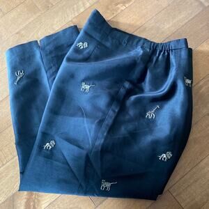 Vintage silk crop pants with embroidered safari animals size 14